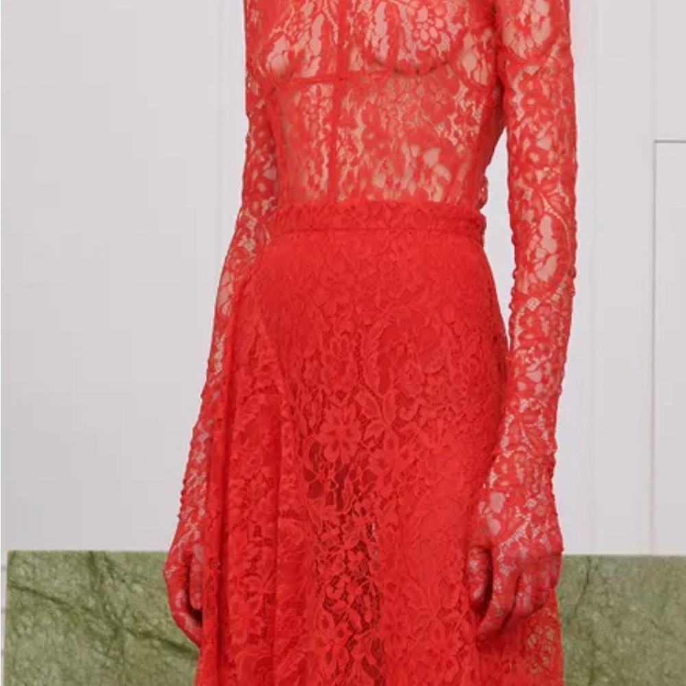 Givenchy NWT Red Lace Party Bubble Skirt S 2 Runway